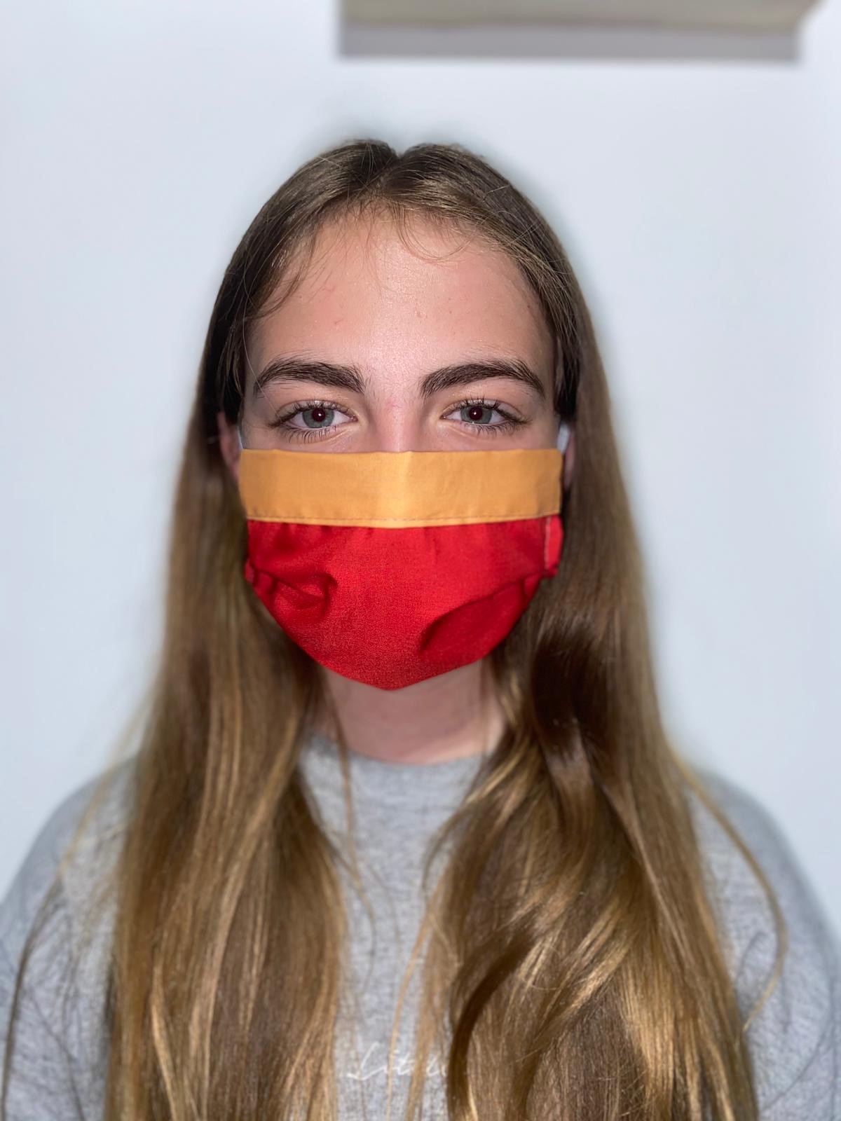 model-with-red-with-yellow-trim-mask